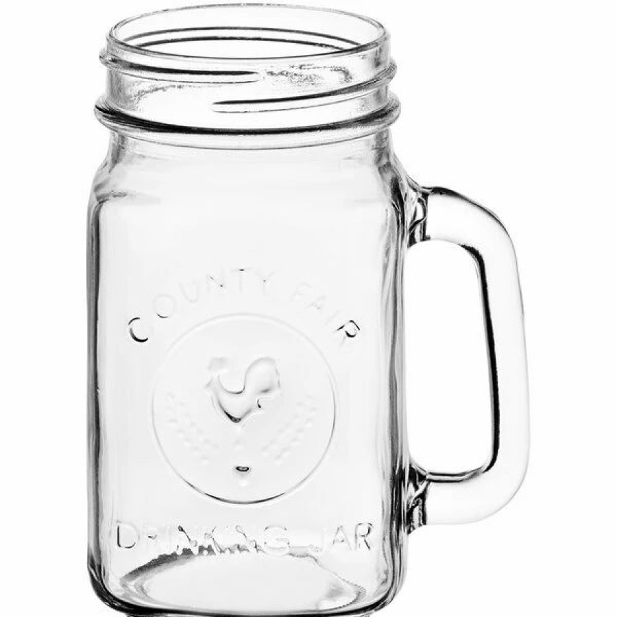 Novelty & Specialty Beverageware * | Acopa Rustic Charm 16 Oz. County Fair Drinking Jar / Mason Jar With Handle 12/Case