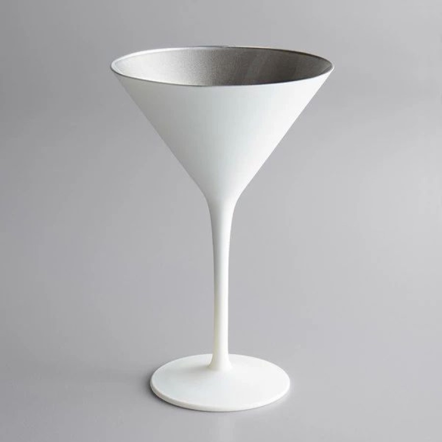 Novelty & Specialty Beverageware * | Stolzle 1400025T/2487 Glisten 8.5 Oz. Matte White/Silver Martini Glass 6/Case