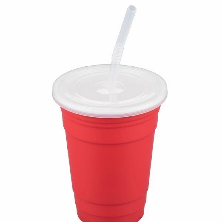 Reusable Plastic Beverageware * | Get Enterprises Get Sc-16-Set-R To-Go 16 Oz. Red Customizable Plastic Reusable Tumbler, Lid, And Straw Set 24/Case