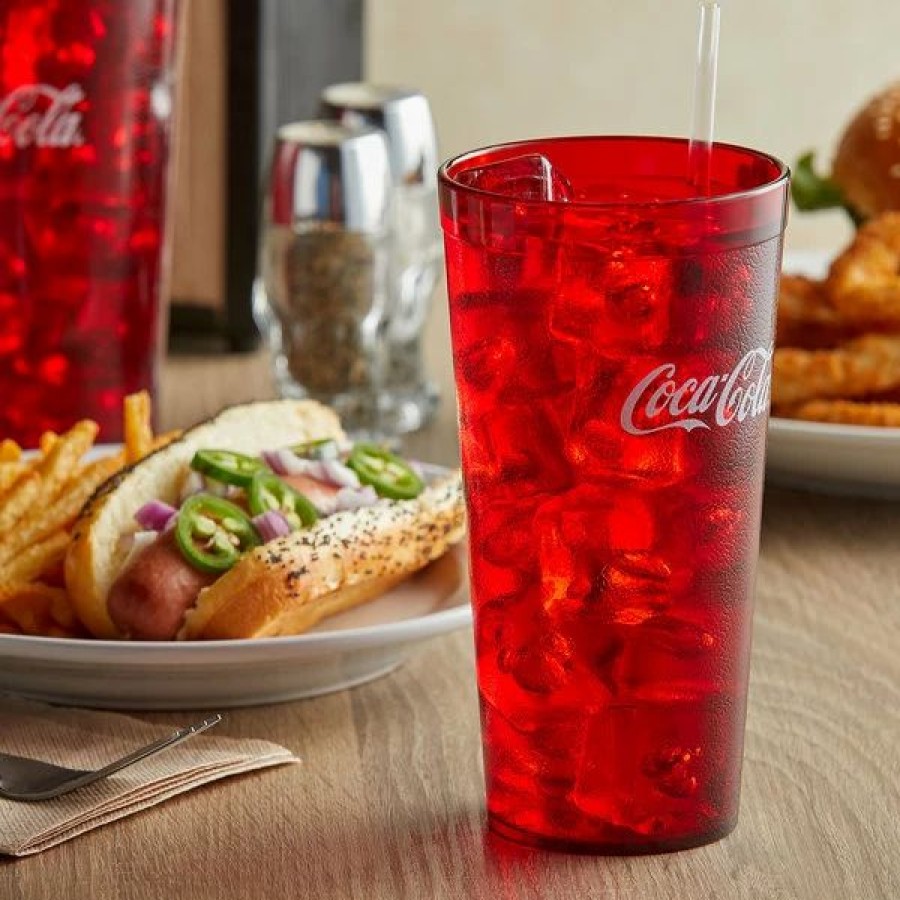 Reusable Plastic Beverageware * | Carlisle 52203550 Stackable 20 Oz. Ruby Coca-Cola San Plastic Tumbler 72/Case