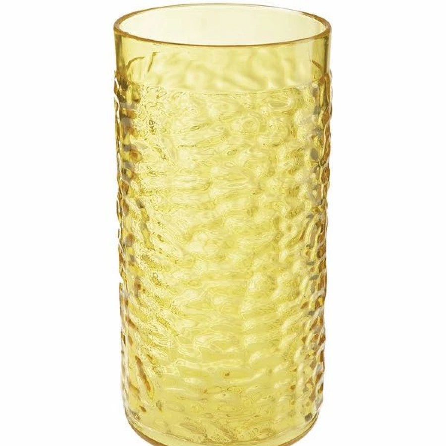 Reusable Plastic Beverageware * | Get Enterprises Get 3316-Y Waikiki 16 Oz. Yellow Customizable San Plastic Hammered Tumbler 72/Case