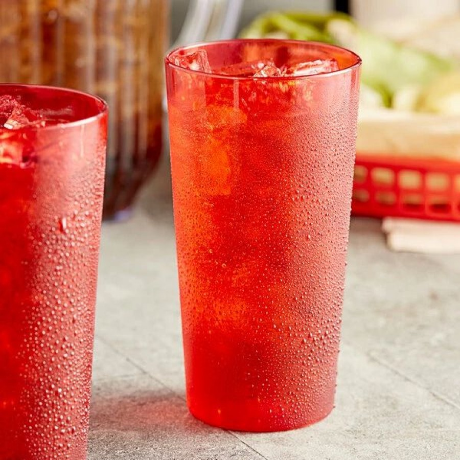 Reusable Plastic Beverageware * | Choice 16 Oz. Red San Plastic Pebbled Tumbler 12/Pack