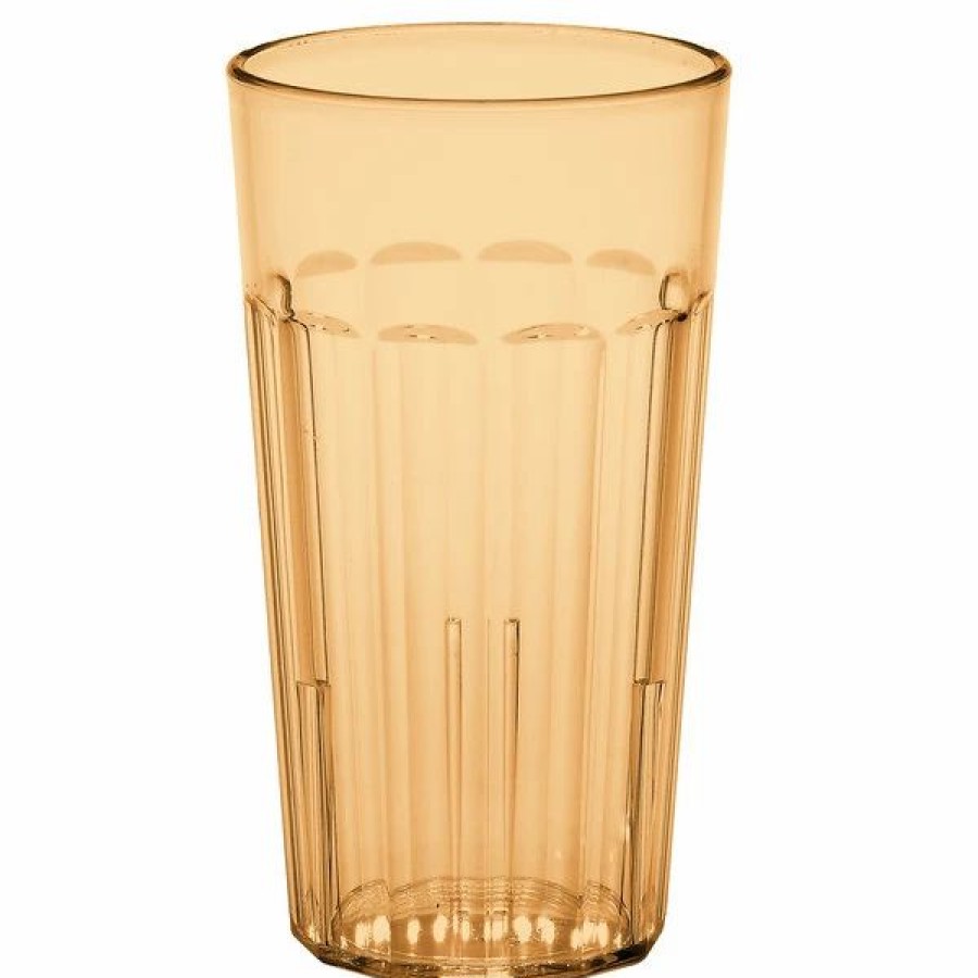 Reusable Plastic Beverageware * | Cambro Nt12153 Newport 12.6 Oz. Amber Customizable San Plastic Tumbler 36/Case