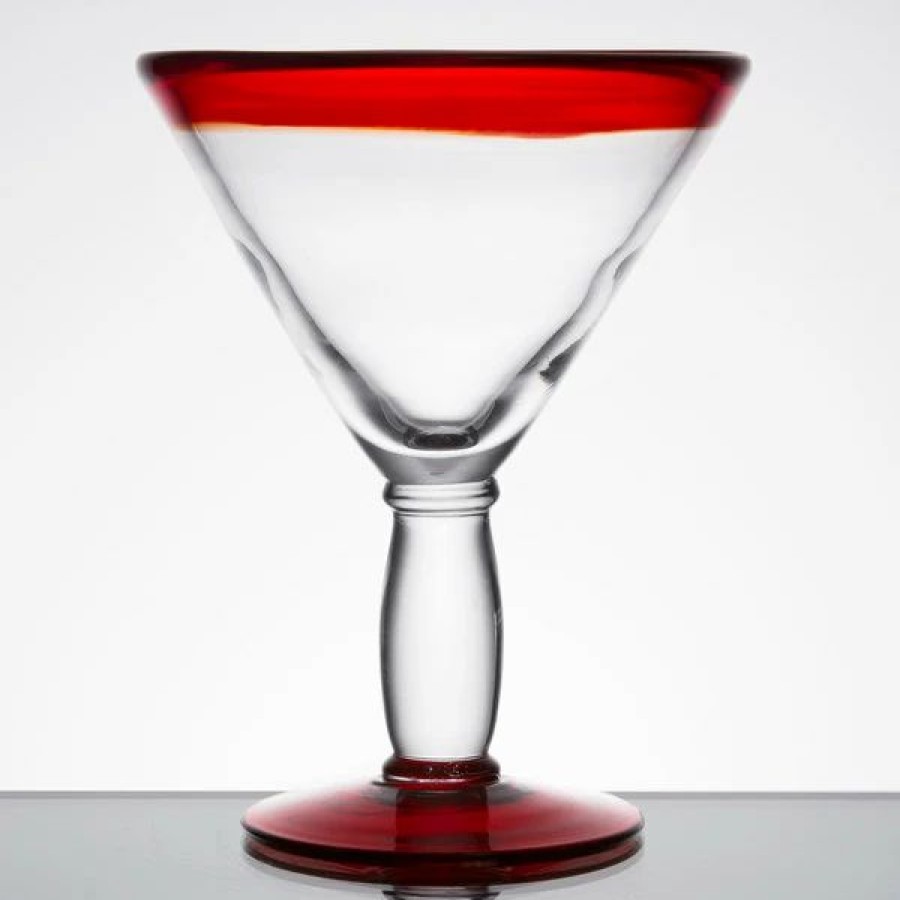 Novelty & Specialty Beverageware * | Libbey 92305R Aruba 10 Oz. Customizable Martini Glass With Red Rim And Base 12/Case