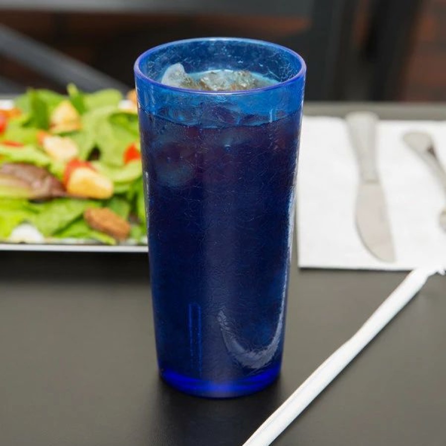 Reusable Plastic Beverageware * | Cambro D16608 Del Mar 16 Oz. Sapphire Blue Customizable San Plastic Tumbler 36/Case