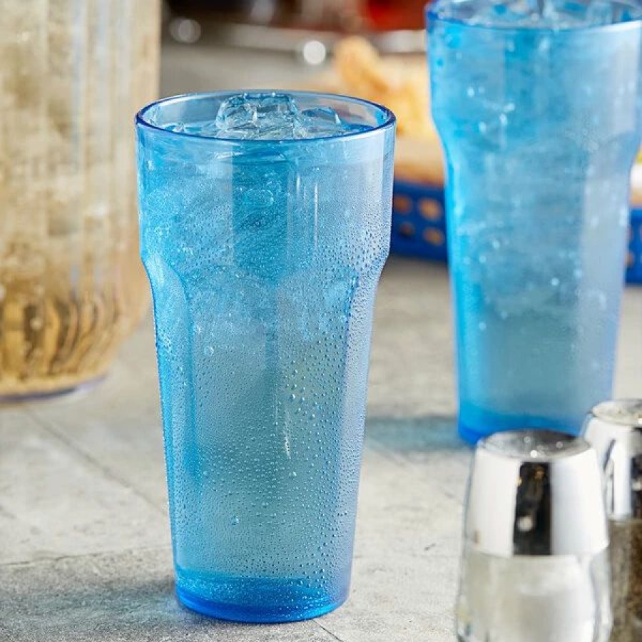 Reusable Plastic Beverageware * | Choice 16 Oz. Blue San Plastic Paneled Tumbler 12/Pack