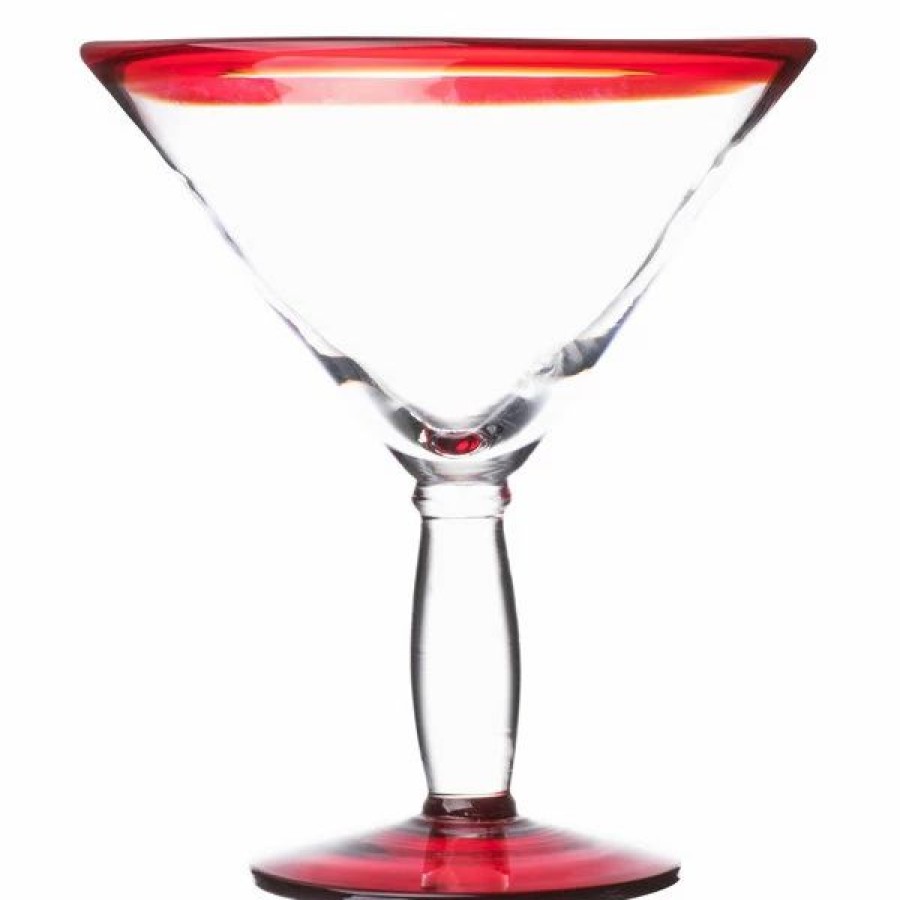 Novelty & Specialty Beverageware * | Libbey Aruba 24 Oz. Customizable Martini Glass With Red Rim And Base 12/Case