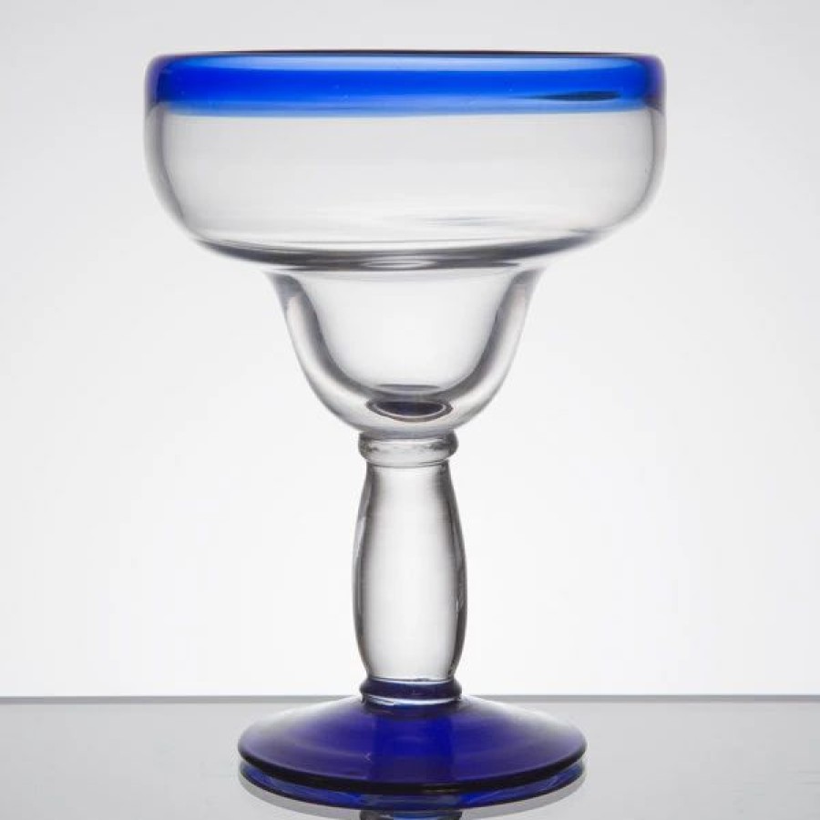 Novelty & Specialty Beverageware * | Libbey 92315 Aruba 16 Oz. Margarita Glass With Cobalt Blue Rim And Base 12/Case