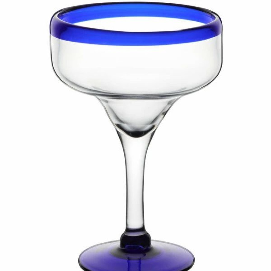 Novelty & Specialty Beverageware * | Acopa Tropic 12 Oz. Margarita Glass With Blue Rim And Base 12/Case