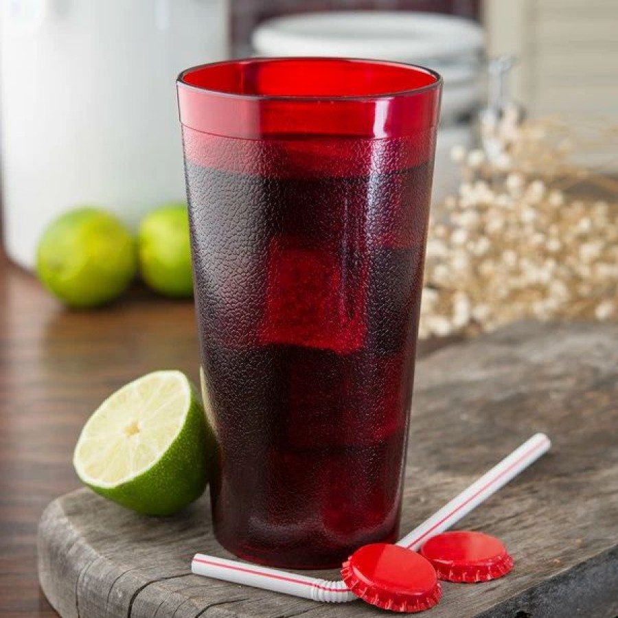 Reusable Plastic Beverageware * | Carlisle 521610 Stackable 16 Oz. Ruby San Plastic Tumbler 72/Case