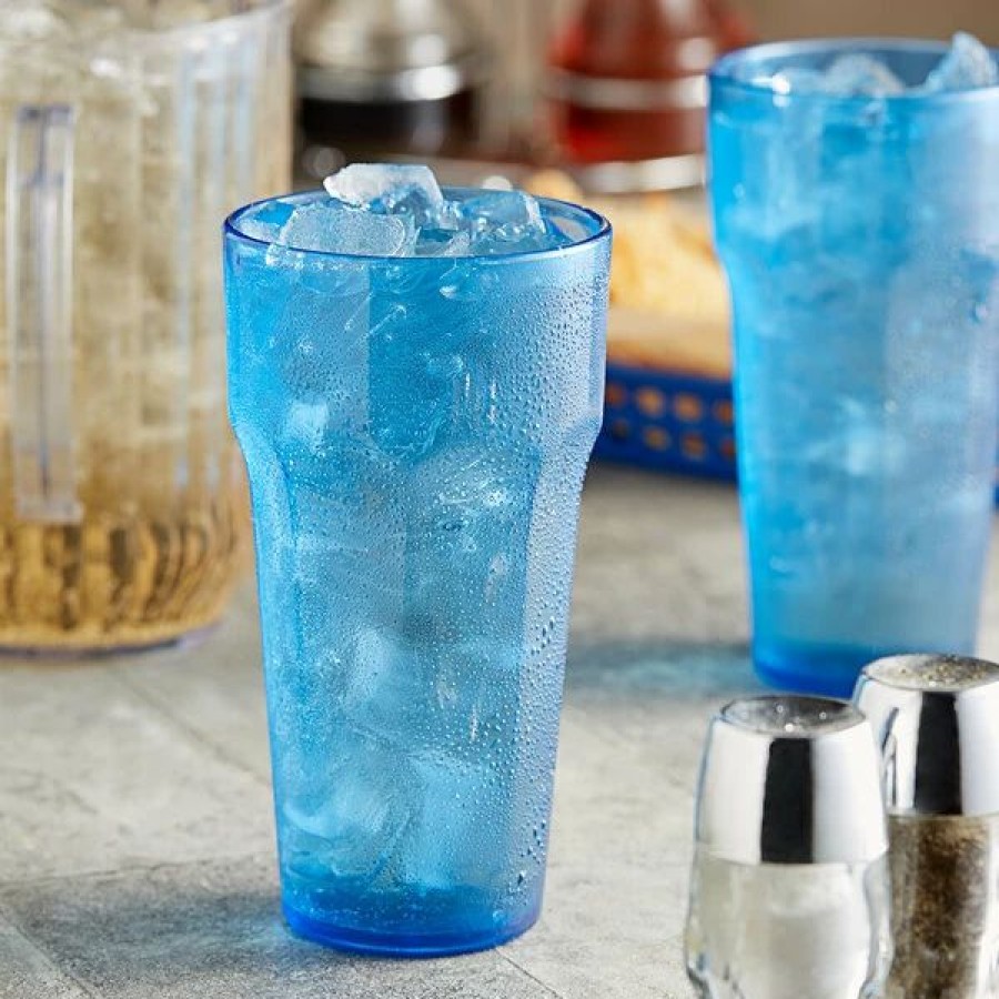 Reusable Plastic Beverageware * | Choice 22 Oz. Blue San Plastic Paneled Tumbler 12/Pack