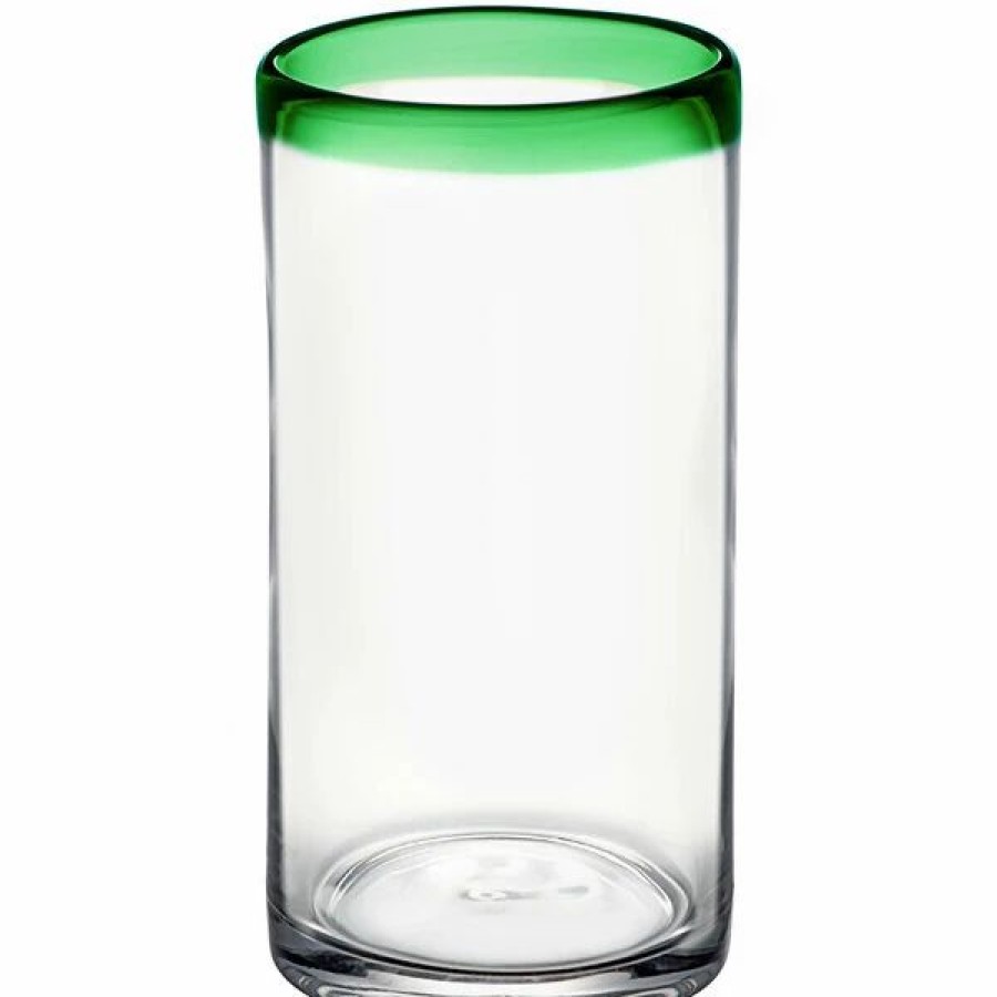 Novelty & Specialty Beverageware * | Acopa Tropic 16 Oz. Cooler Glass With Green Rim 12/Case