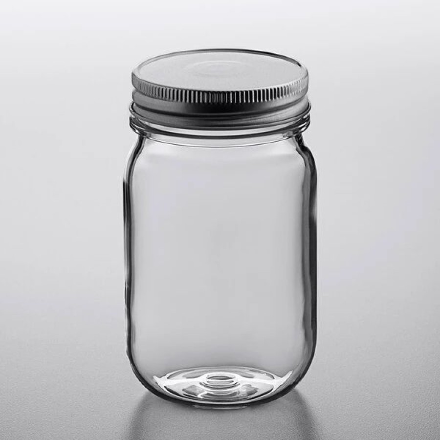 Novelty & Specialty Beverageware * | Elite Global Solutions Dw3252Pc-Cl 16 Oz. Plastic Drinking Jar / Mason Jar 24/Case