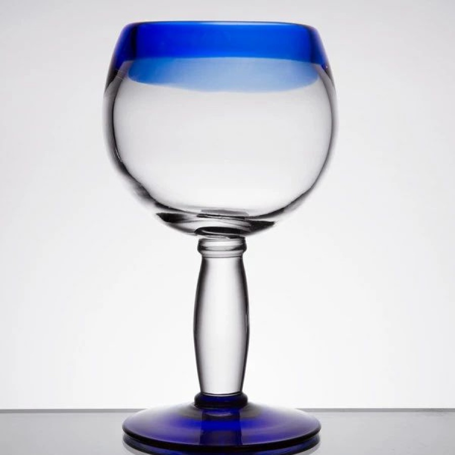 Novelty & Specialty Beverageware * | Libbey 92309 Aruba 16 Oz. Customizable Round Cocktail Glass With Cobalt Blue Rim And Base 12/Case