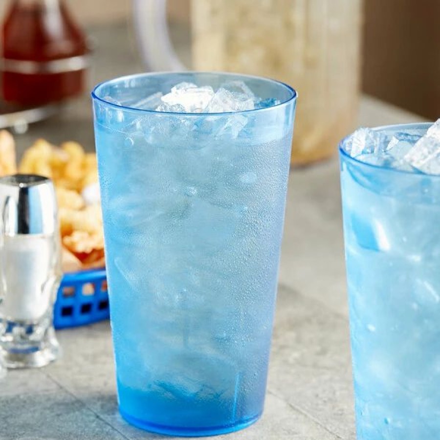 Reusable Plastic Beverageware * | Choice 32 Oz. Blue San Plastic Pebbled Tumbler 12/Pack