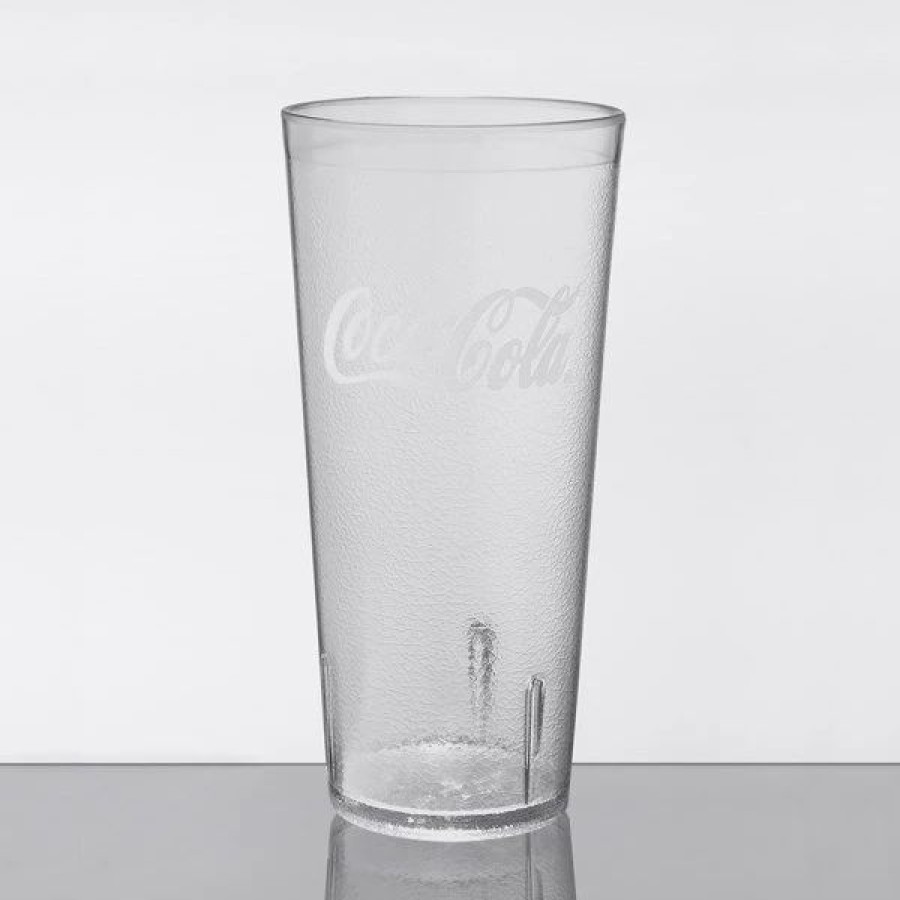 Reusable Plastic Beverageware * | Get Enterprises Get 6624-Cc 24 Oz. Clear Coca-Cola San Plastic Pebbled Tumbler 72/Case