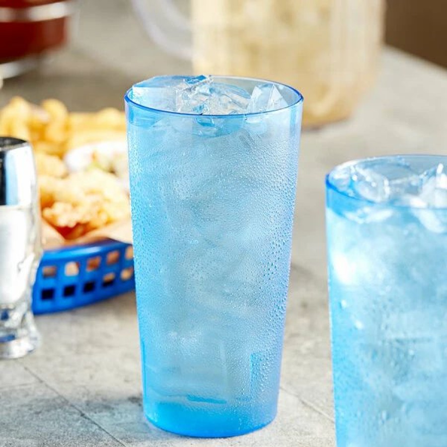 Reusable Plastic Beverageware * | Choice 16 Oz. Blue San Plastic Pebbled Tumbler 12/Pack