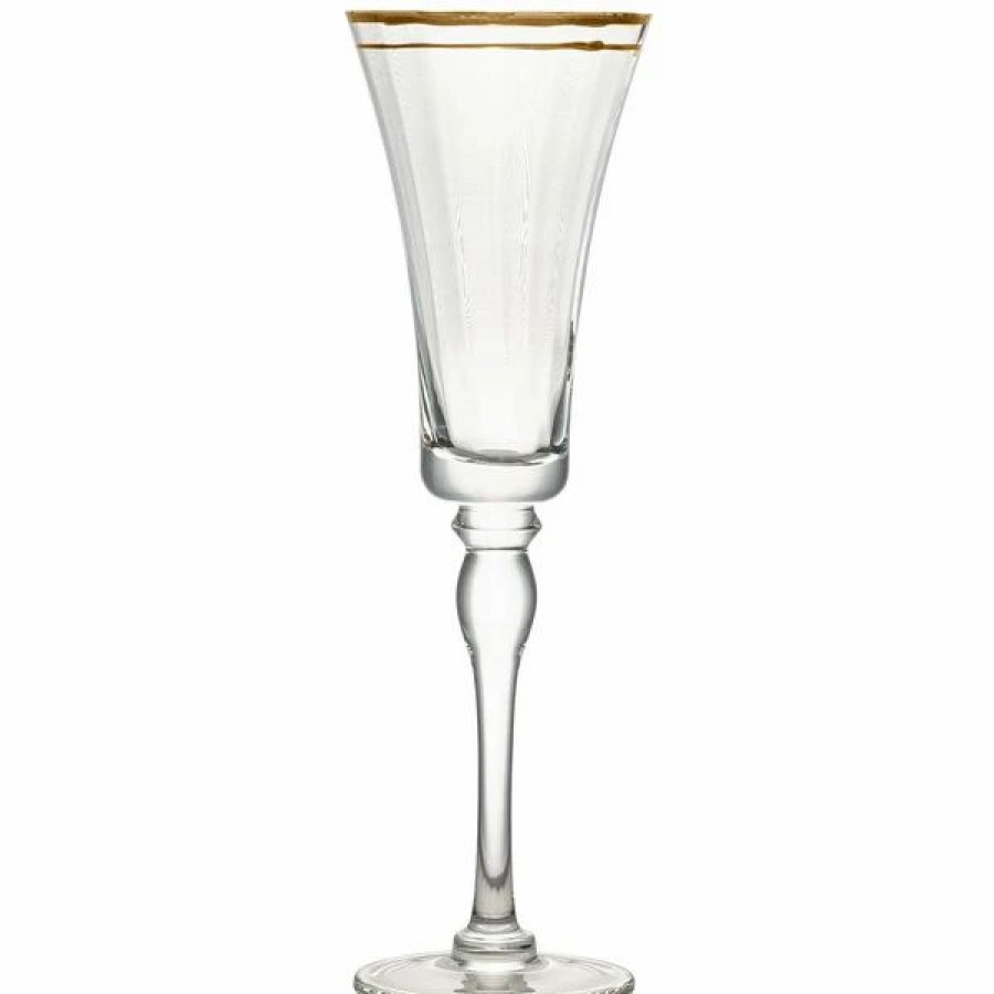 Glassware * | 10 Strawberry Street Kate 8 Oz. Gold Rimmed Champagne Flute 4/Pack