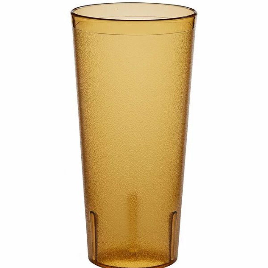 Reusable Plastic Beverageware * | Choice 24 Oz. Amber San Plastic Pebbled Tumbler 12/Pack