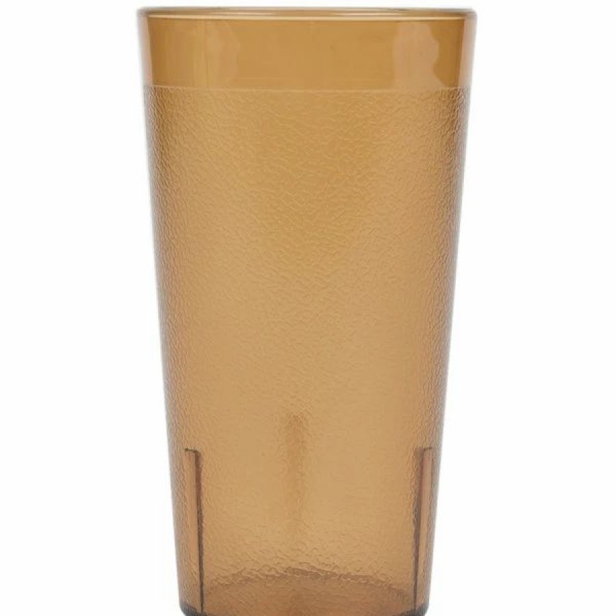 Reusable Plastic Beverageware * | Cambro 1200P153 Colorware 12.6 Oz. Amber Customizable San Plastic Tumbler 6/Pack