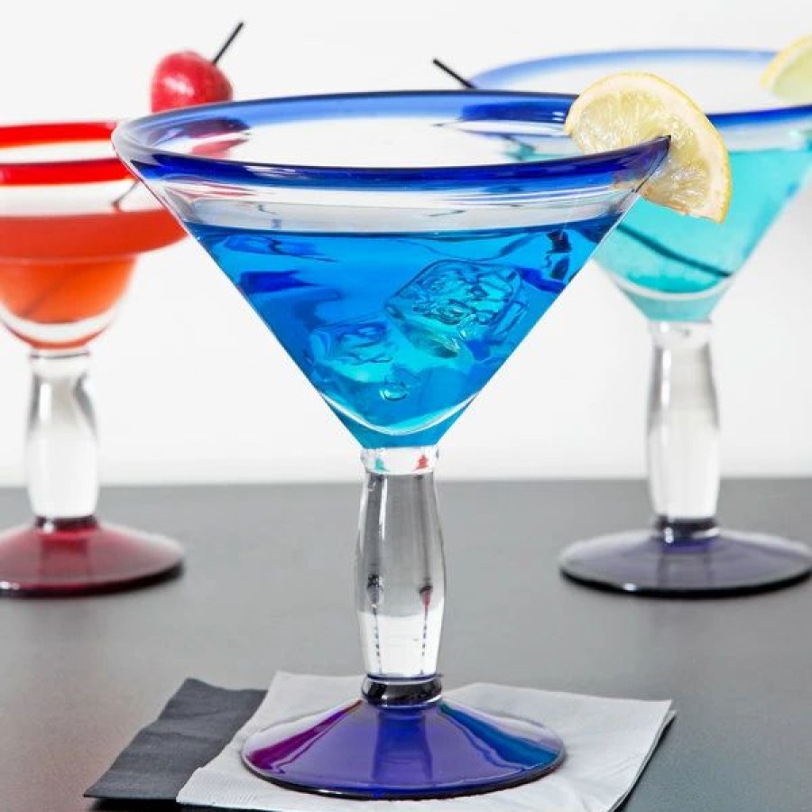 Novelty & Specialty Beverageware * | Libbey Aruba 24 Oz. Customizable Martini Glass With Cobalt Rim And Base 12/Case