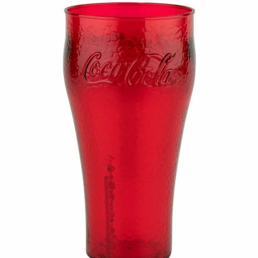 Reusable Plastic Beverageware * | Get Enterprises Get 3324-Rc Bell 24 Oz. Red Coca-Cola Polycarbonate Pebbled Soda Glass 72/Case