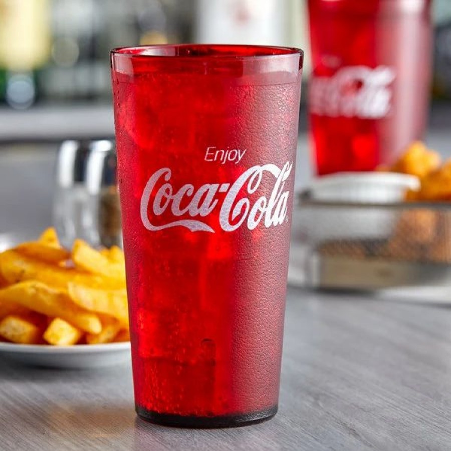 Reusable Plastic Beverageware * | Get Enterprises Get 6632-Rc 32 Oz. Red Coca-Cola San Plastic Tall Pebbled Tumbler 72/Case