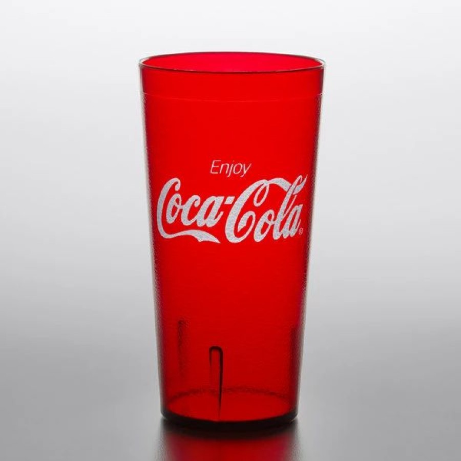 Reusable Plastic Beverageware * | Get Enterprises Get 6632-Rc 32 Oz. Red Coca-Cola San Plastic Tall Pebbled Tumbler 72/Case