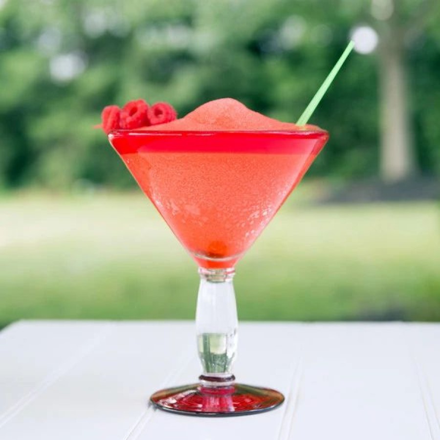 Novelty & Specialty Beverageware * | Libbey 92306R Aruba 15 Oz. Customizable Martini Glass With Red Rim And Base 12/Case