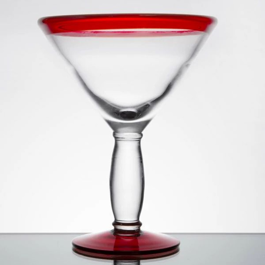 Novelty & Specialty Beverageware * | Libbey 92306R Aruba 15 Oz. Customizable Martini Glass With Red Rim And Base 12/Case