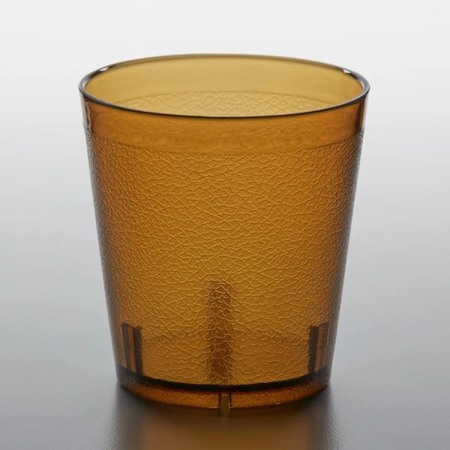 Reusable Plastic Beverageware * | Get Enterprises Get 6609-1-A 9 Oz. Amber Customizable San Plastic Short Pebbled Tumbler 72/Case