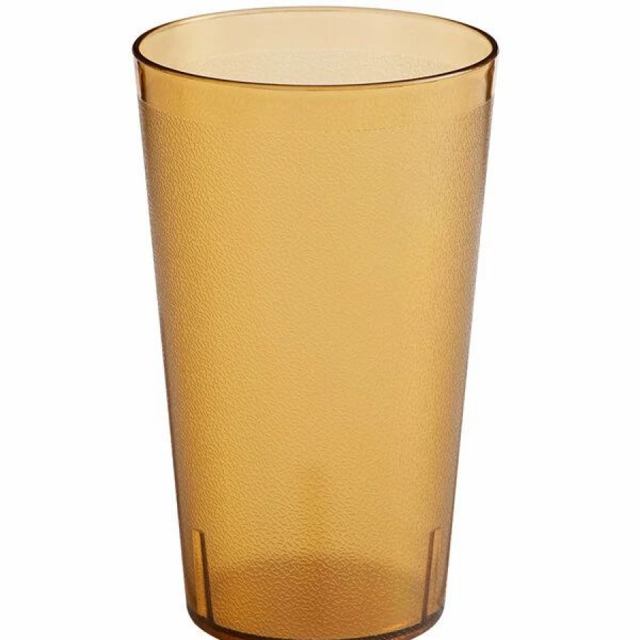 Reusable Plastic Beverageware * | Choice 32 Oz. Amber San Plastic Pebbled Tumbler 12/Pack