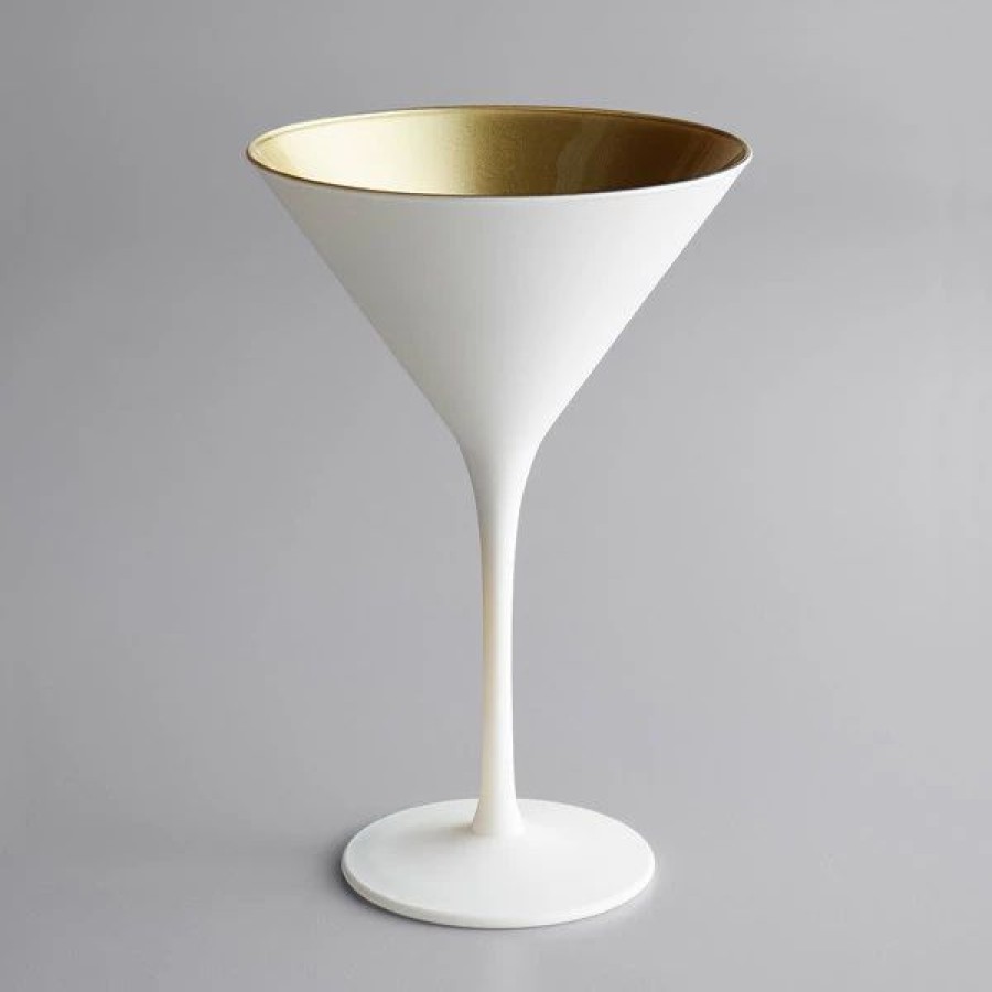 Novelty & Specialty Beverageware * | Stolzle 1400025T/2486 Glisten 8.5 Oz. Matte White/Gold Martini Glass 6/Case