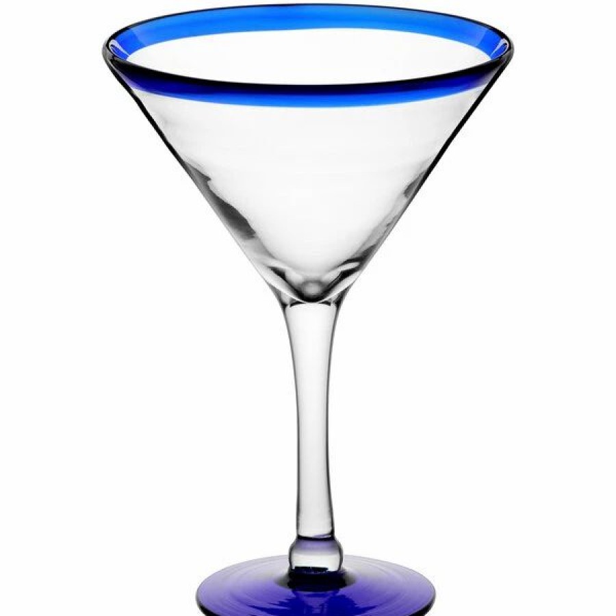 Novelty & Specialty Beverageware * | Acopa Tropic 15 Oz. Martini Glass With Blue Rim And Base 12/Case