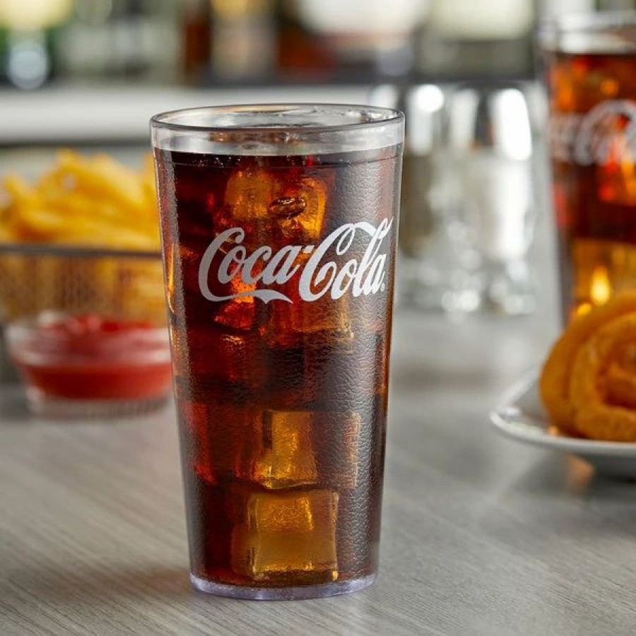 Reusable Plastic Beverageware * | Get Enterprises Get 6616-Cc 16 Oz. Clear Coca-Cola San Plastic Pebbled Tumbler 24/Pack