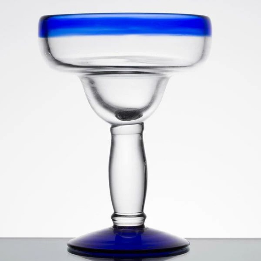 Novelty & Specialty Beverageware * | Libbey 92308 Aruba 12 Oz. Margarita Glass With Cobalt Blue Rim And Base 12/Case