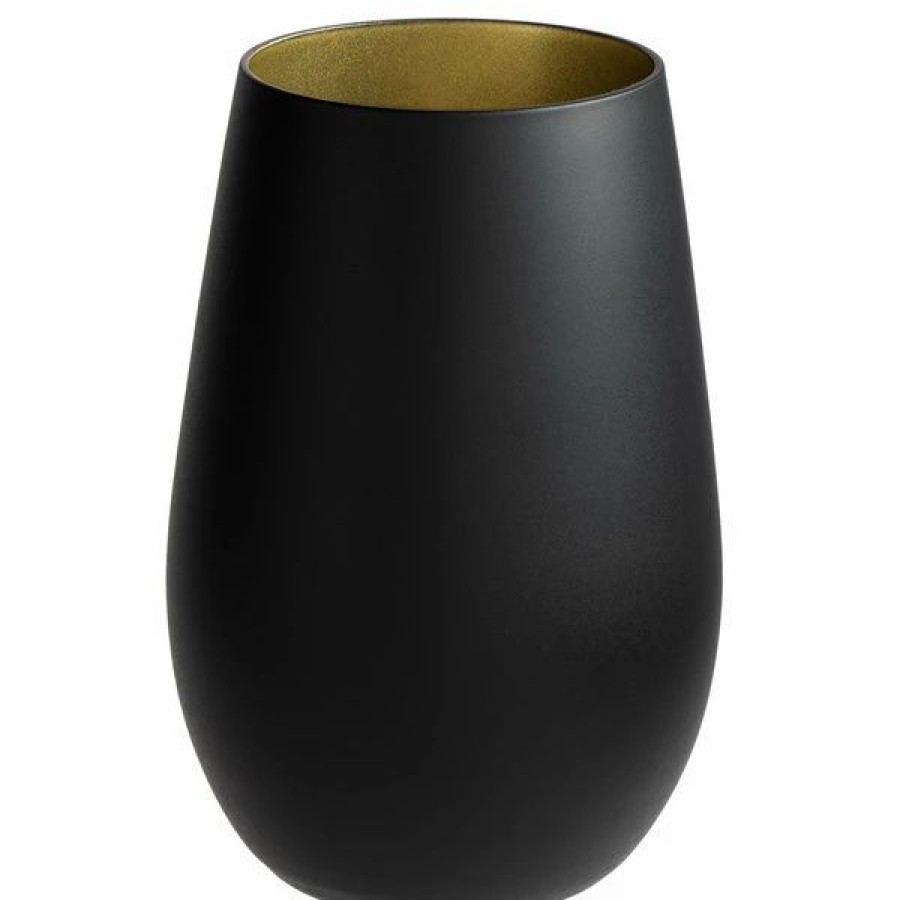 Glassware * | Stolzle 3520012T/2492 Glisten 16.5 Oz. Matte Black/Gold Stemless Wine Glass / Tumbler 6/Case