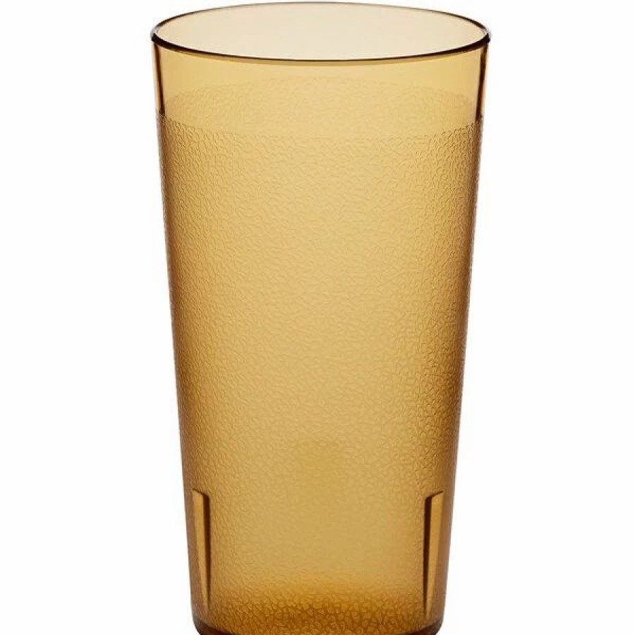 Reusable Plastic Beverageware * | Choice 12 Oz. Amber San Plastic Pebbled Tumbler 12/Pack