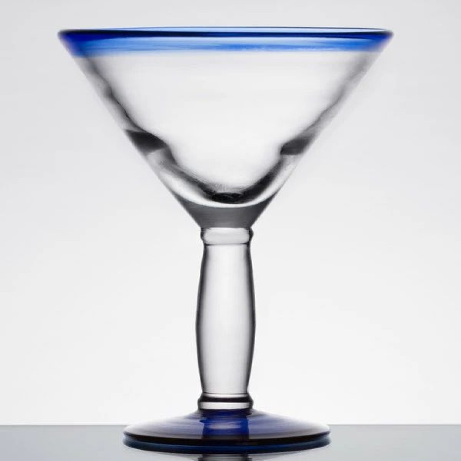 Novelty & Specialty Beverageware * | Libbey 92306 Aruba 15 Oz. Customizable Martini Glass With Cobalt Blue Rim And Base 12/Case