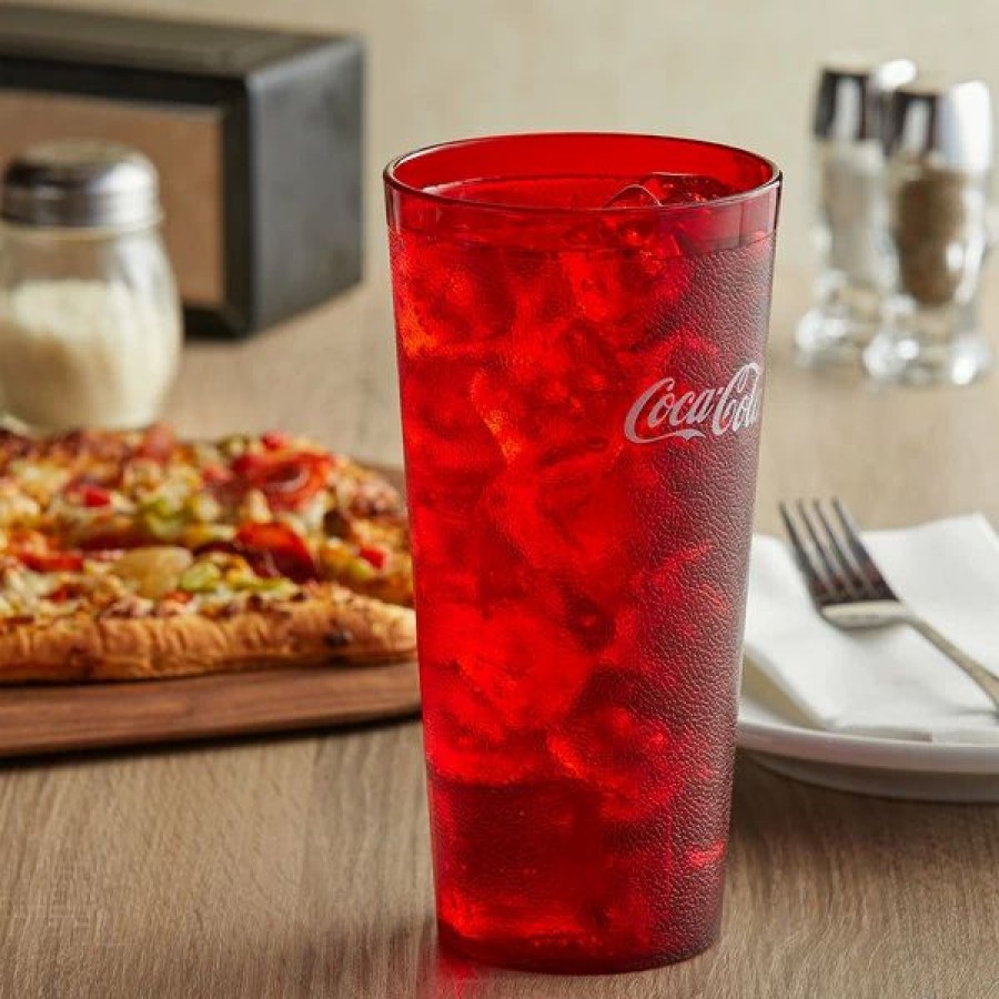 Reusable Plastic Beverageware * | Carlisle 5232-63550I Stackable 32 Oz. Ruby Coca-Cola San Plastic Tall Tumbler 72/Case