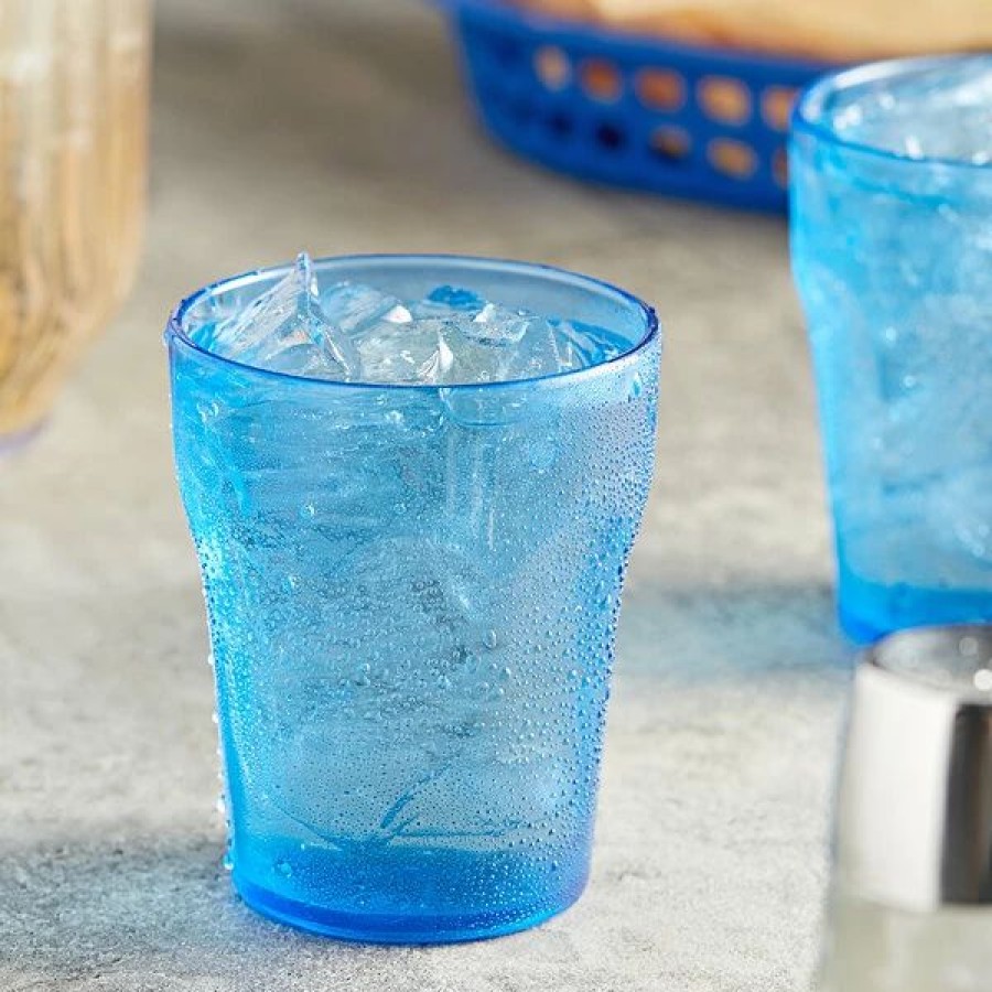 Reusable Plastic Beverageware * | Choice 8 Oz. Blue San Plastic Paneled Tumbler 12/Pack