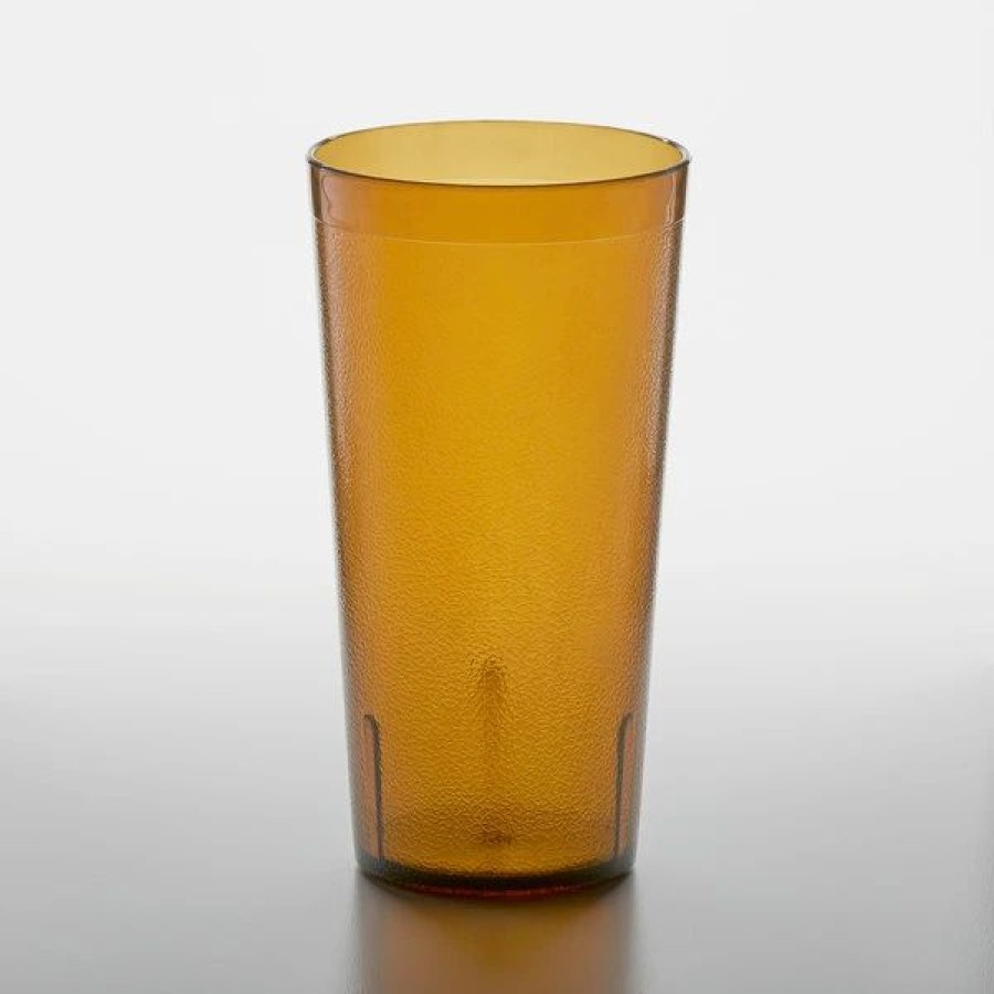 Reusable Plastic Beverageware * | Get Enterprises Get 6632-1-A 32 Oz. Amber Customizable San Plastic Tall Pebbled Tumbler 48/Case