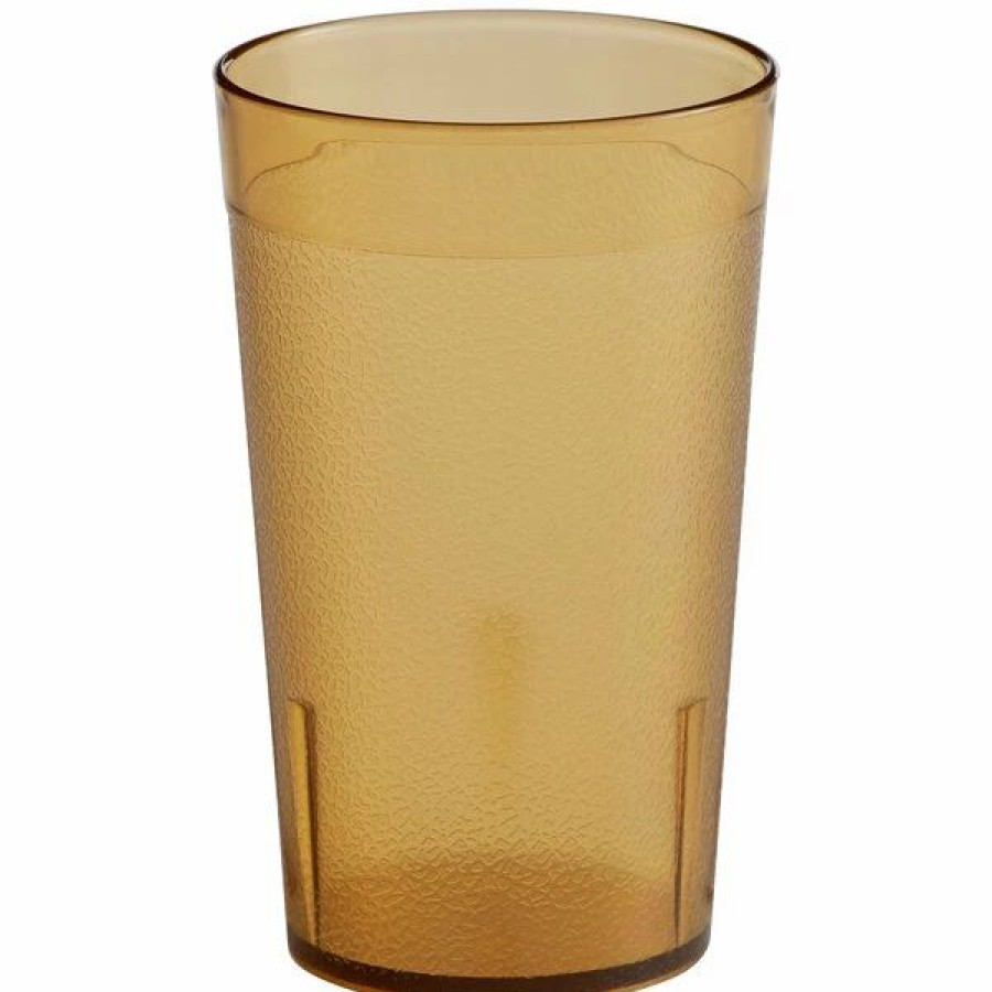 Reusable Plastic Beverageware * | Choice 9 Oz. Amber San Plastic Pebbled Tumbler 12/Pack