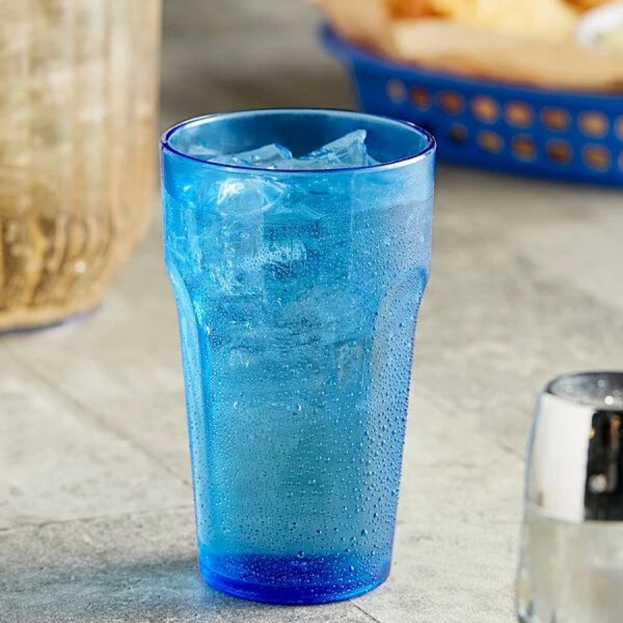 Reusable Plastic Beverageware * | Choice 10 Oz. Blue San Plastic Paneled Tumbler 12/Pack