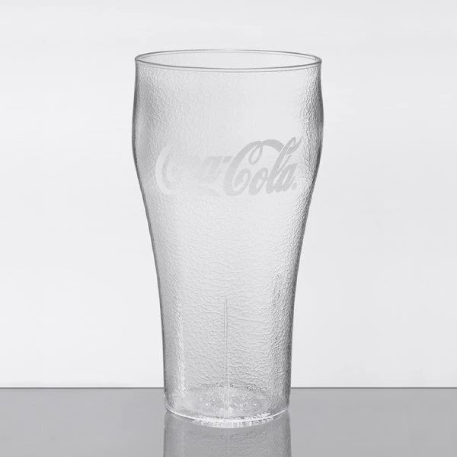 Reusable Plastic Beverageware * | Get Enterprises Get 7720-Cc Bell 20 Oz. Clear Coca-Cola San Plastic Pebbled Soda Glass 72/Case