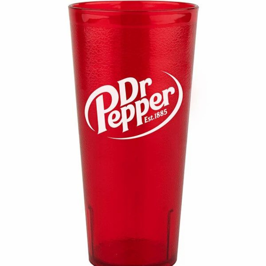 Reusable Plastic Beverageware * | Get Enterprises Get 6624-R-Dr 24 Oz. Red Dr. Pepper San Plastic Pebbled Tumbler 72/Case