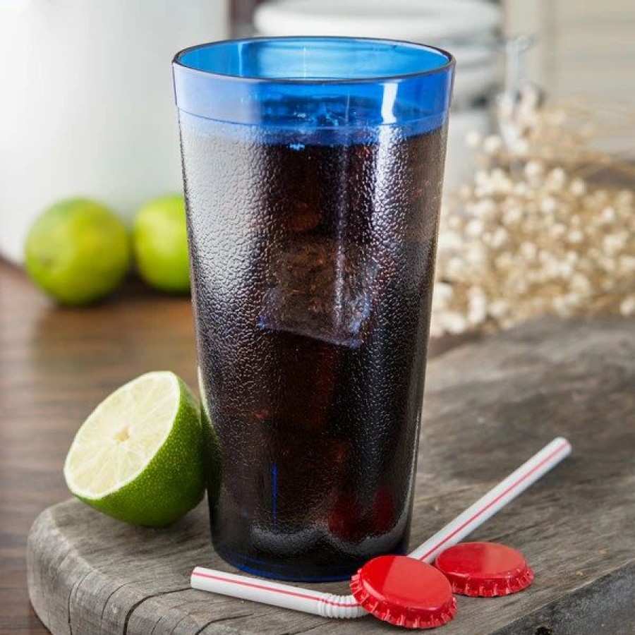 Reusable Plastic Beverageware * | Carlisle 521647 Stackable 16 Oz. Royal Blue San Plastic Tumbler 6/Pack