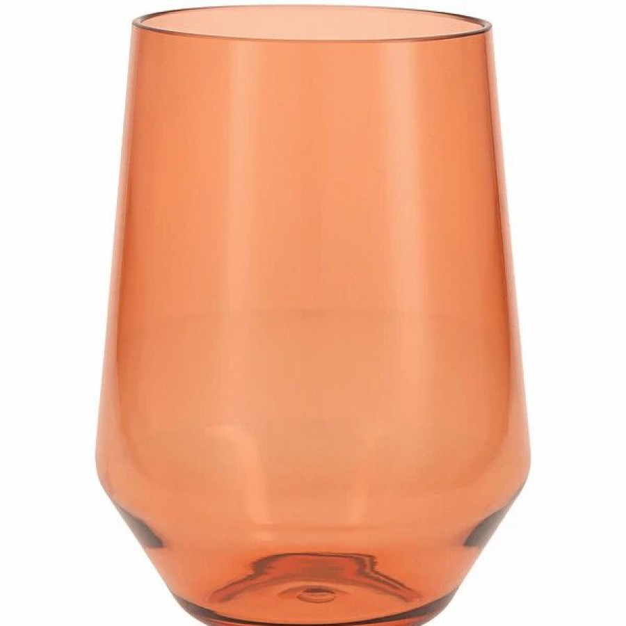 Reusable Plastic Beverageware * | Fortessa Tableware Solutions Fortessa Sole 19 Oz. Terra Cotta Tritan Plastic Stemless Wine Glass 12/Case