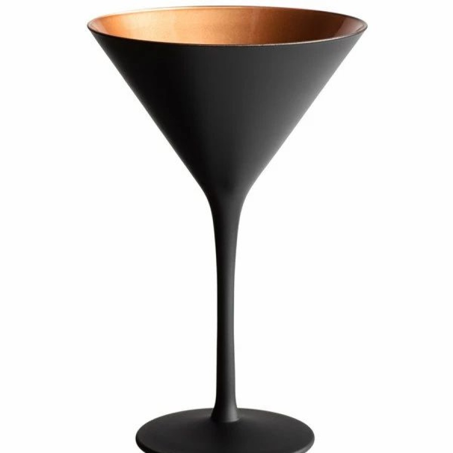 Novelty & Specialty Beverageware * | Stolzle 1400025T/2494 Glisten 8.5 Oz. Matte Black/Copper Martini Glass 6/Case