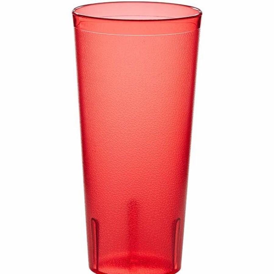 Reusable Plastic Beverageware * | Choice 24 Oz. Red San Plastic Pebbled Tumbler 12/Pack